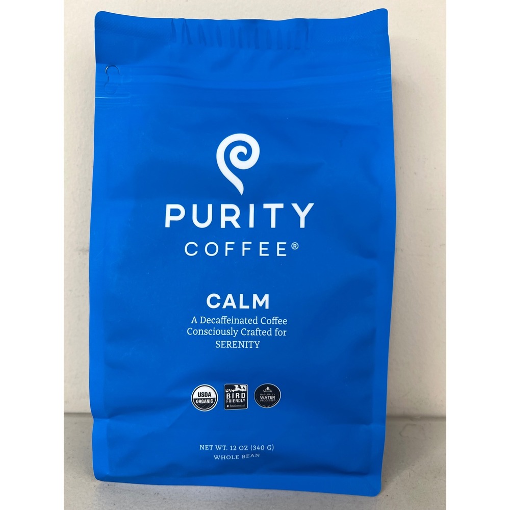 NEW Purity Coffee CALM Whole Bean Decaf 12oz USDA Organic Exp 05/27